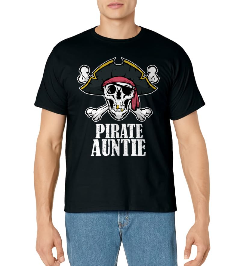 Pirate Aunt Birthday Jolly Roger Flag Pirate Costume T-Shirt