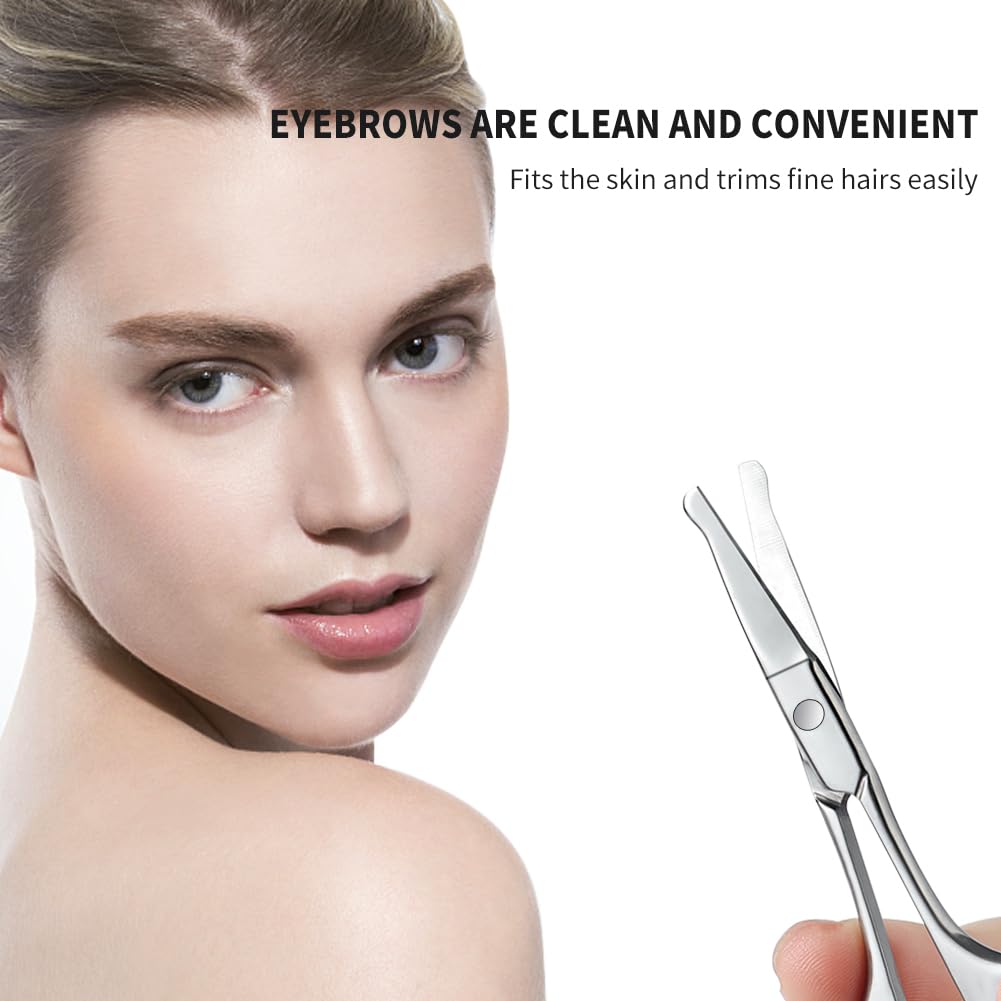 Small Scissors With Round Tip Design - Professional Grooming for Hair, Eyelashes, Nose, Eyebrow Trimming, Mustache - Will Not Hurt the Nasal Cavity