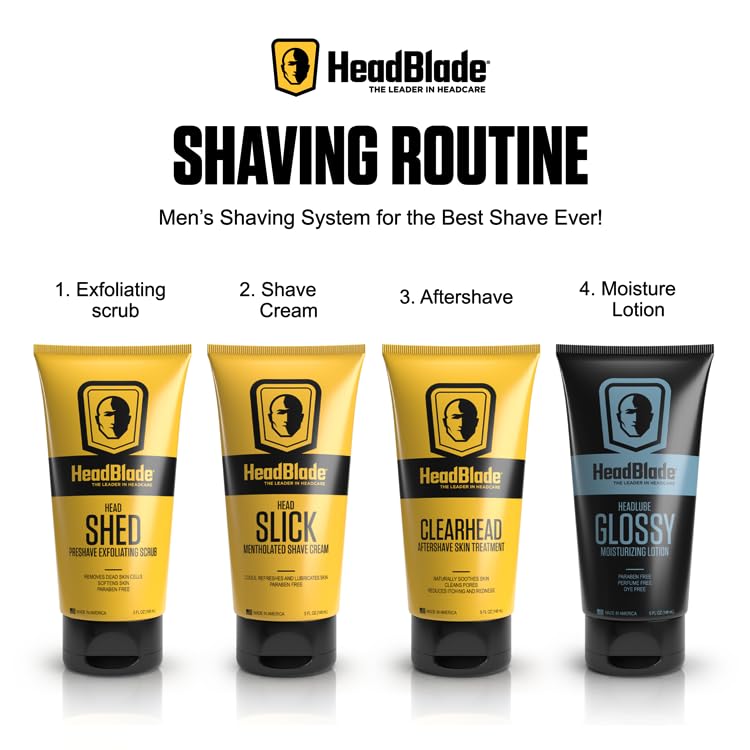 HeadBlade HeadLube Glossy Aftershave Moisturizer Lotion for Men (5 oz) - Leaves Head Shiny and Grease-Free