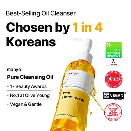 MANYO Pure Cleansing Oil - Korean Facial Cleanser for Blackhead Removal | Daily Makeup Removal, 6.7 fl oz (2 Pack)