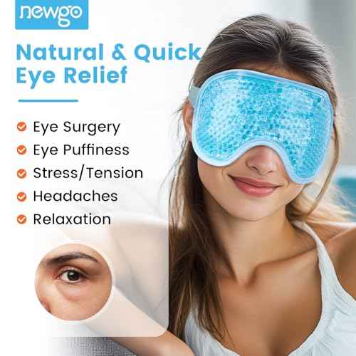 NEWGO Cooling Eye Mask for Puffy Eyes, Cold Eye Mask Eye Ice Pack for After Eyes Surgery, Tension Stress Relief, Itchy Eyes, Headaches, Dark Circles - Blue