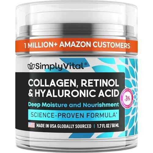 SimplyVital Collagen, Retinol & Hyaluronic Acid Cream - Anti-Aging Face Moisturizer for Face, Firming Skin Care Neck & D?collet? - Made in USA, Daily Moisturizer Face Cream Day & Night - 1.7 fl.oz.