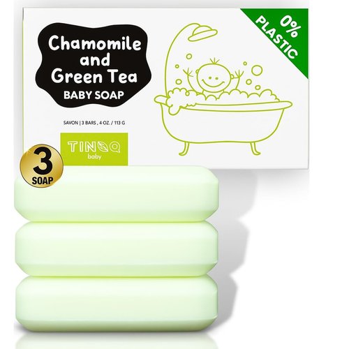 Hypoallergenic Baby Soap Bar - Gentle Cleansing for Sensitive Skin | Chamomile & Green Tea | Organic Oils | 3 Bars