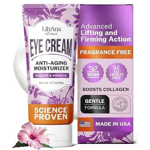 LilyAna Naturals Eye Cream for Dark Circles and Puffiness, Under Eye Cream for Wrinkles and Bags, Anti Aging - helps Improve Dryness; for Sensitive Skin - 1.7 oz - Made in USA