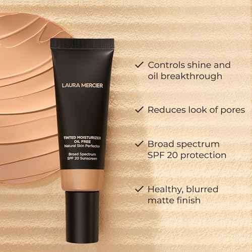 Laura Mercier Tinted Moisturizer Oil Free Natural Skin Perfector with SPF 20: All Day Shine Control, Sheer Coverage, Blurred Matte Finish, For Oily Skin, Skin Tint
