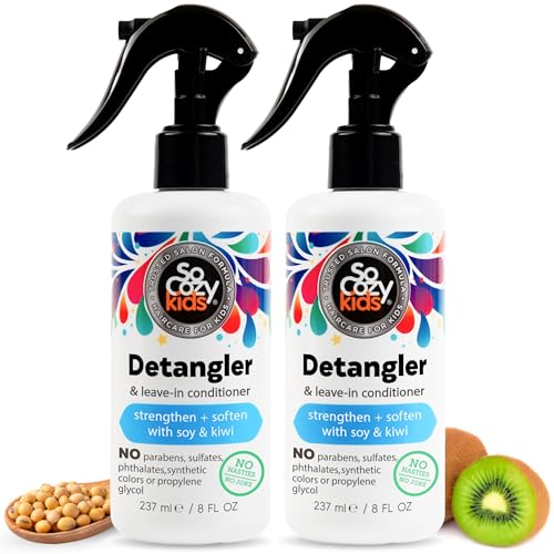 SoCozy Detangler Leave-In Conditioner Spray For Kids Hair Strengthens and Softens, No Parabens, Sulfates, Synthetic Colors or Dyes, 5.2 Fl Oz (580A)