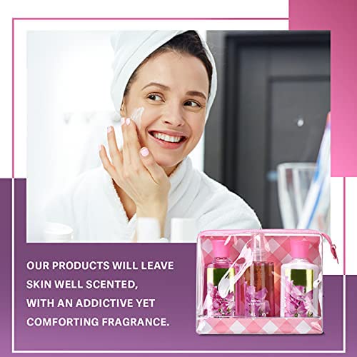 Vital Luxury Bath & Body Care Travel Set Pea Flower Scent Home Spa Set with Body Lotion, Shower Gel and Fragrance Mist