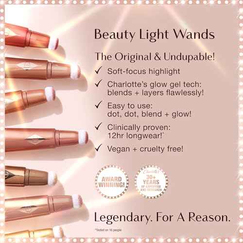 Charlotte Tilbury Beauty Light Wand Liquid Highlighter Makeup - Soft-Focus Highlighter & Blush for Cheeks - Pearlescent, Weightless Radiant Finish