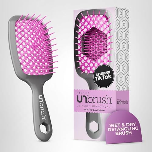 FHI HEAT Unbrush Wet & Dry Vented Detangling Hair Brush, Lavender/Grey