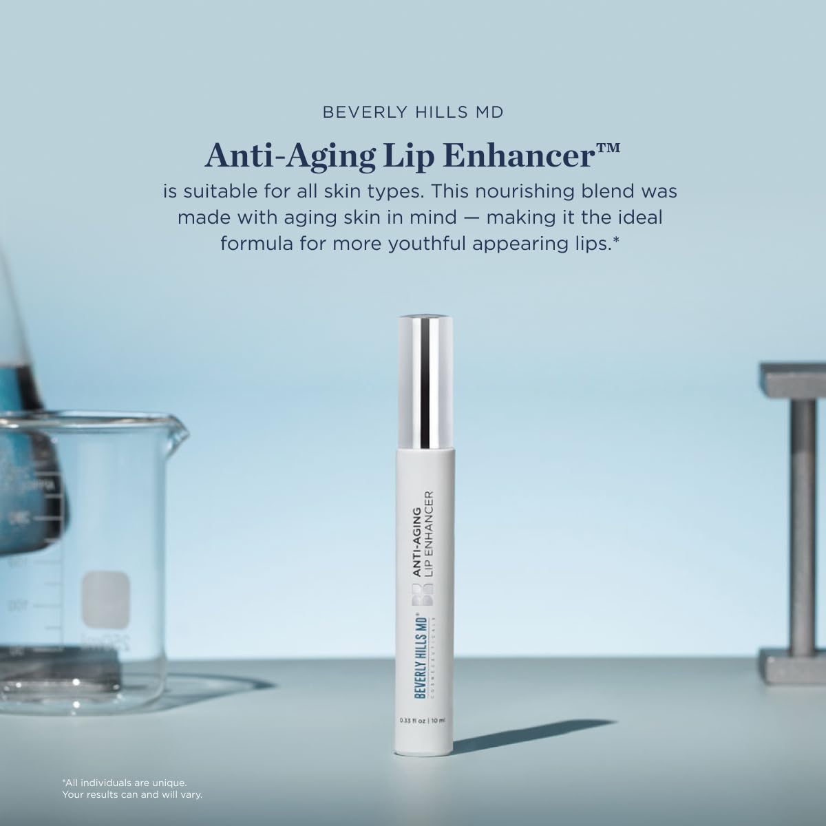 Beverly Hills MD Anti Aging Lip Enhancer- Plumping Formula for Fuller, Hydrated Lips - Visibly Volumize, Smooth Lips w/Collagen Supporting Agents- Hyaluronic Acid, Ceramides, Peptides- No Sting/Burn