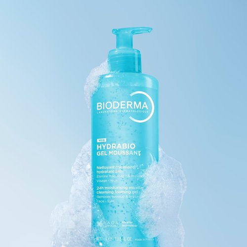 Bioderma - Hydrabio Foaming Gel - 3-in-1 Cleansing & Hydrating Face Cleanser - 13.5 Fl. Oz