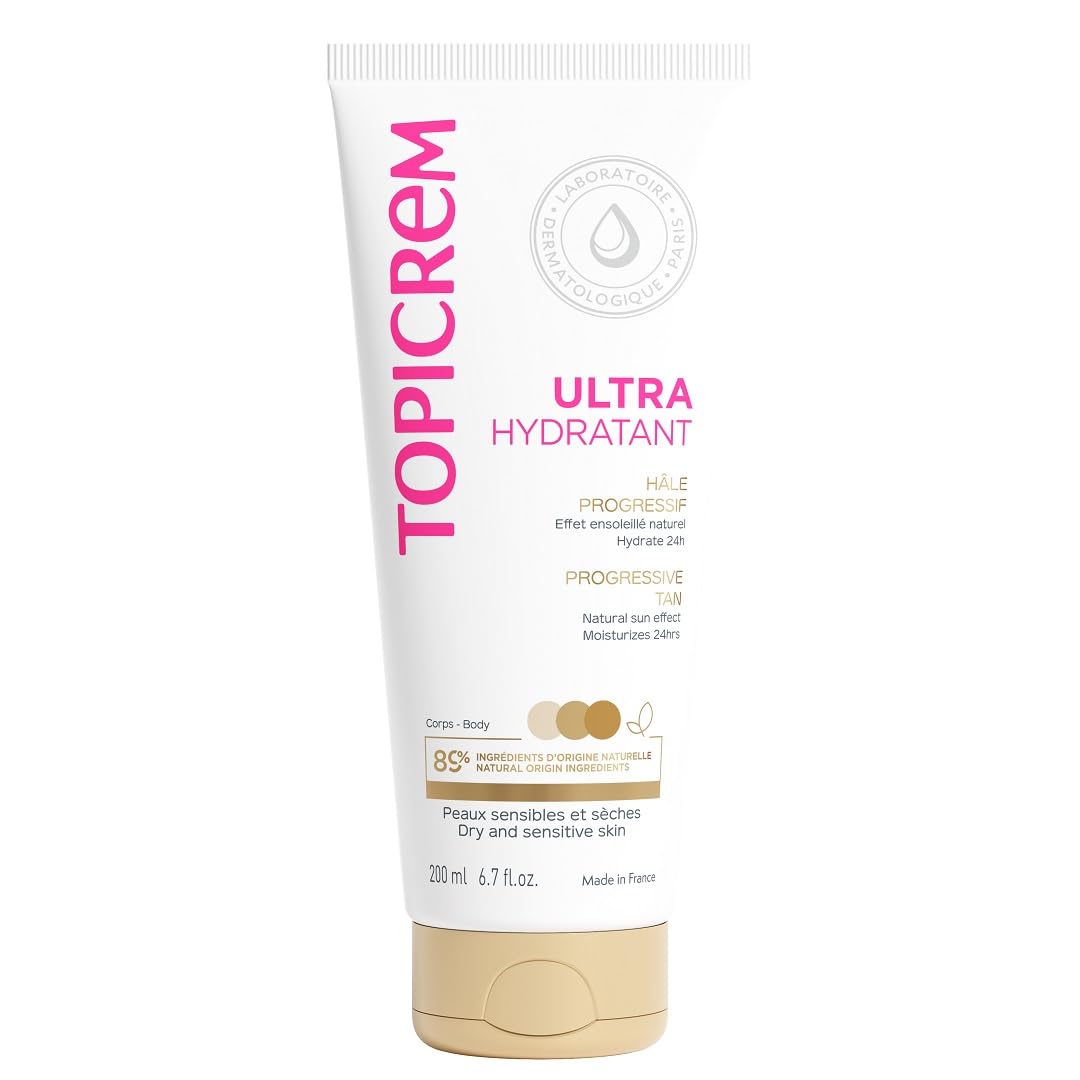 Topicrem Ultra-Moisturizing Tan Lotion - Sensitive Skin Formula | 200ml for Radiant Glow