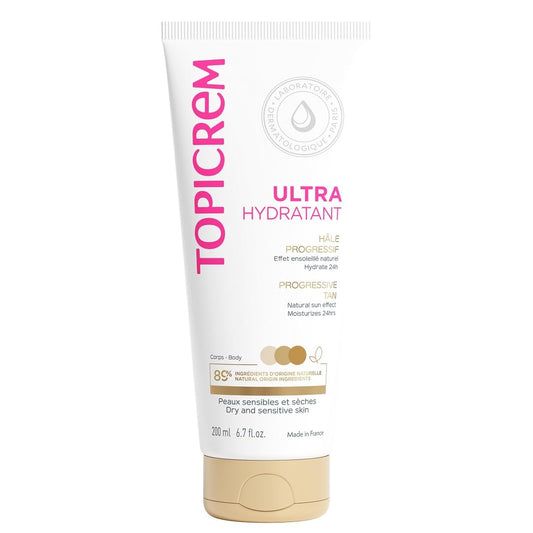 Topicrem Ultra-Moisturizing Tan Lotion - Sensitive Skin Formula | 200ml for Radiant Glow