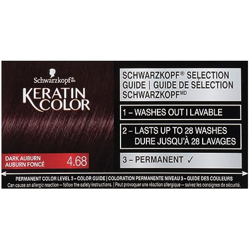 Schwarzkopf Keratin Color Permanent Hair Color Cream, 4.68 Dark Auburn, 1 Kit