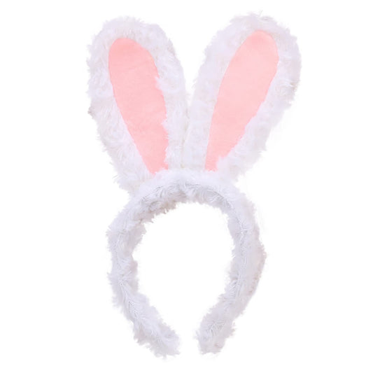 FunSpt Easter bunny Plush headband rabbit ears Halloween costume White