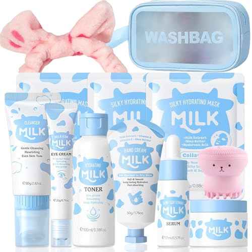 Milk Skincare Set for Kids, Milk Skin Care For Teens 10-12, Milk Extract Skincare For Girls Ages 8-12, 12 IN 1 Moisturizing & Gentle Milk Skin Care For Kids Girls Ages 10-12, All Skin Types, 12PCS