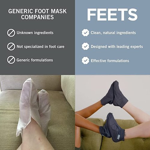 FEETS Hydrating Foot Mask - Tea Tree & Peppermint (3-Pack) | Deeply Moisturizes & Soothes Heels