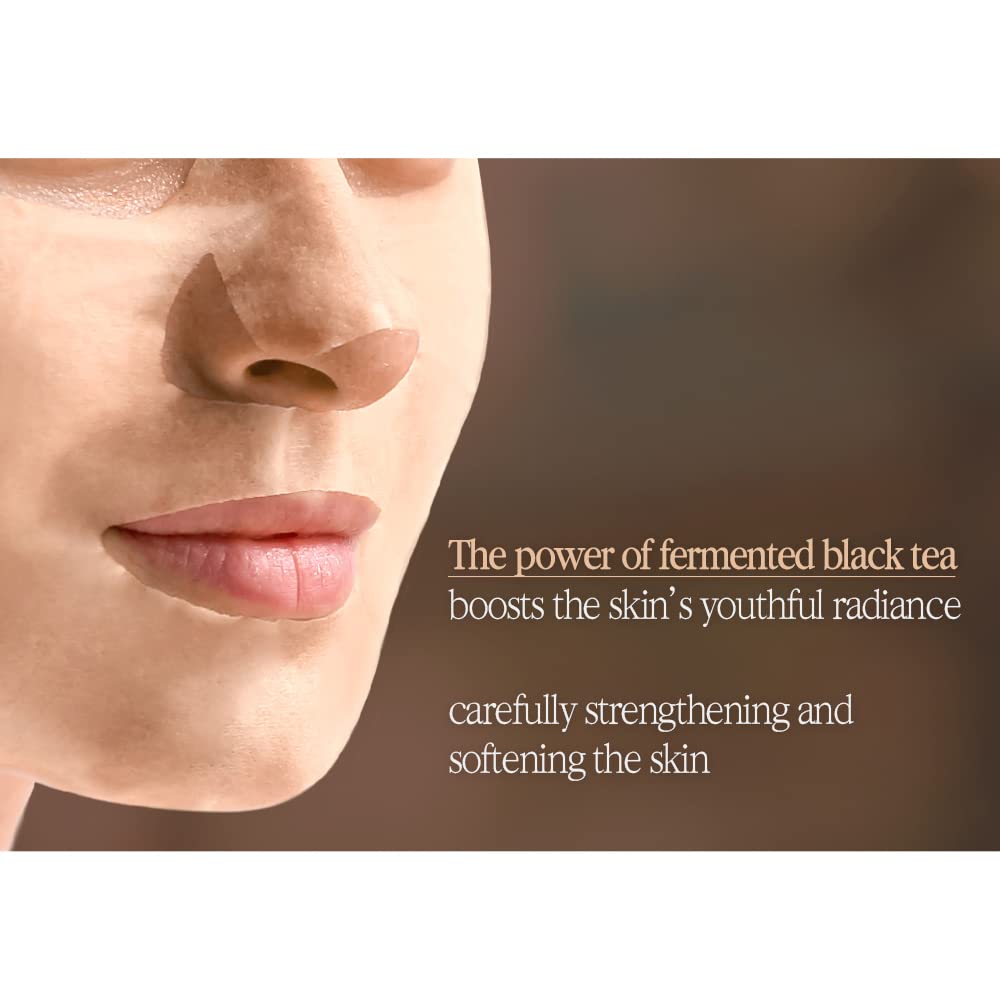 Pyunkang Yul Fermented Black Tea Revitalizing Mask Pack with Low Molecule Collagen, Shea Butter, Skin Revival, Elasticity Care, Deep Moisturizing, Korean Face Skin Care Facial Mask Sheet 25ml x 10ea