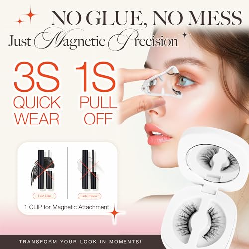 LASHVIEW Upgrade Magnetic Eyelashes with Applicator Reusable Soft Magnetic Eyelashes Natural Look No Glue Needed Magnetic Eyelashes Magnetic Lashes Kit Easy to Wear and Remove(A02)