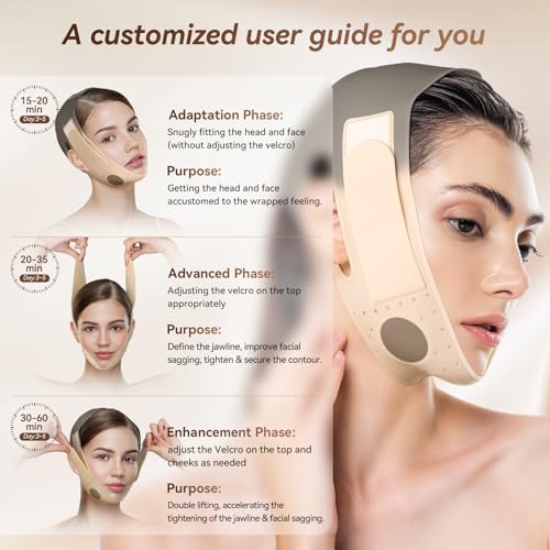 Reusable V Line Silicone Face Strap, Soft Silicone Chin Strap for Women 23-27 Inches(Skin tone)
