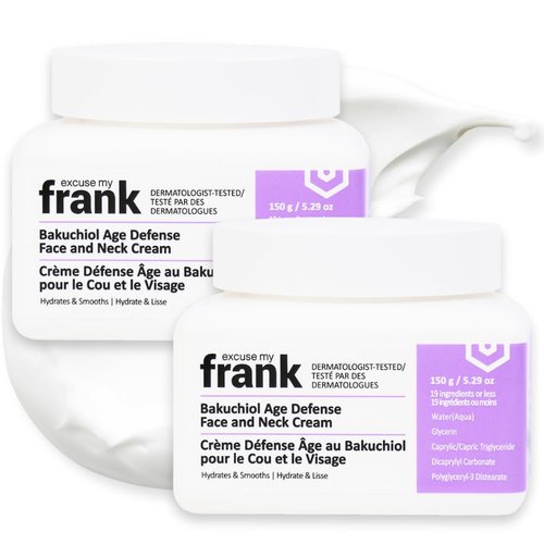 Excuse My Frank - Bakuchiol Age Defense Face & Neck Cream | Reduces Puffiness & Fine Lines (2 Pack)