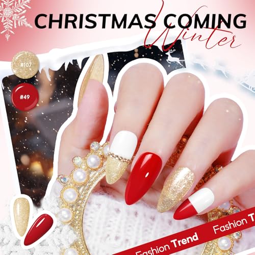 COSCELIA 40pcs Gel Nail Polish Set, 35 Colors Gel Polish with 5 Top Base Coat Red Nude Pink Glitter All Seasons Colors Nail Art Manicure Kit Salon DIY at Home Gifts for Women