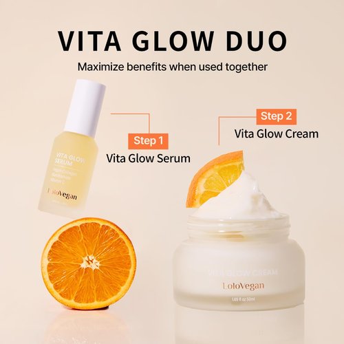 Lolovegan Vita Glow Cream – For Dewy, Glowing Skin with Snow Mushroom Extract, Vitamin C Complex and Niacinamide, Helps Improve Uneven Skin Tone and Pigmentation, Vegan (1.69 fl.oz/ 50ml)