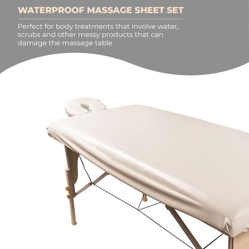ForPro Professional Collection Waterproof Massage Table Cover - Machine Washable Spa Treatment Sheet Set | Natural