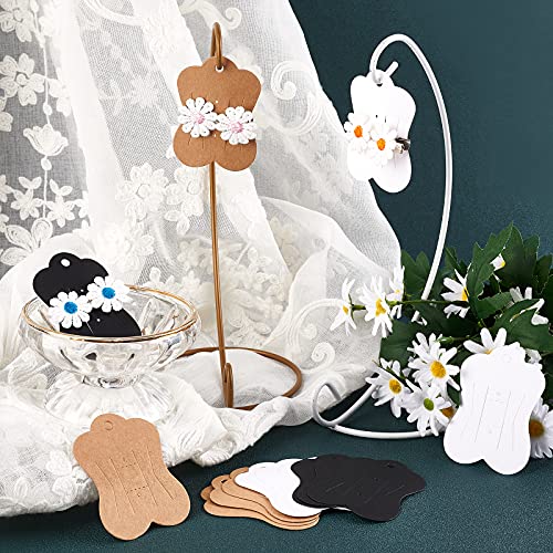 FINGERINSPIRE 300Pcs Hair Clip Display Cards Butterfly Shape Cardboard Paper (Black White Brown) Hairpin Display Cards Kraft Cards for Hair Bow Hair Clips and Hair Accessories 2 x2.8 Inch