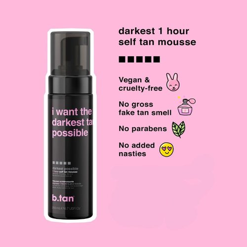 b.tan Ultra Dark Self Tanner Mousse Bundle - Fast 1 Hour Express Tanning Foam, No Fake Tan Smell, 6.7 Fl Oz (Pack of 2)