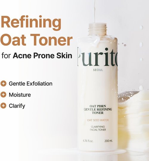 PURITO Oat PDRN Gentle Refining Toner - Hydrating & Clarifying Formula for Acne-Prone Skin | 200 mL (6.76 fl. oz)