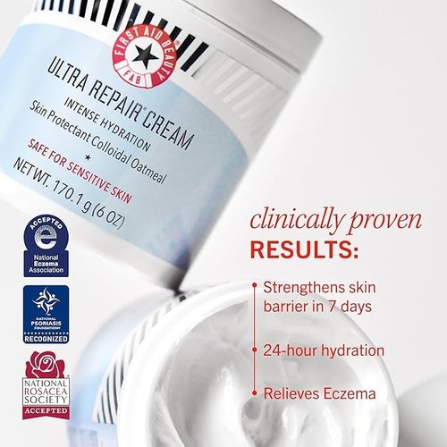 First Aid Beauty - Ultra Repair Cream | Intense Hydration with Whipped Oatmeal, 2 oz, 3 ct - Relieves Eczema