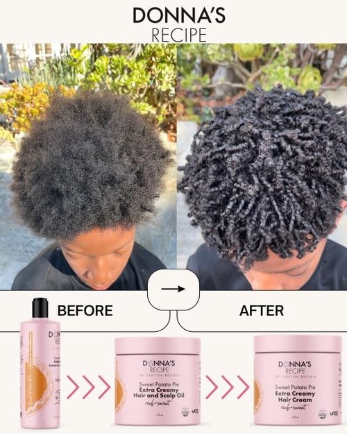 Donna's Recipe by Tabitha Brown | LOC System Bundle - Sweet Potato Pie Scent - 3-Pc Hair Care Set for Hydrated, Soft, Shiny Hair