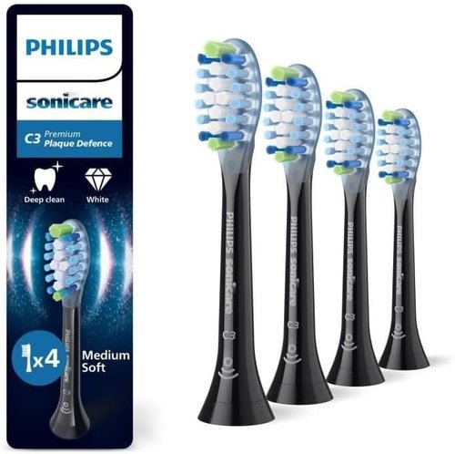 Philips Sonicare C3 Premium Plaque Defence Brush Heads - Black 4-Pack | HX9044/88