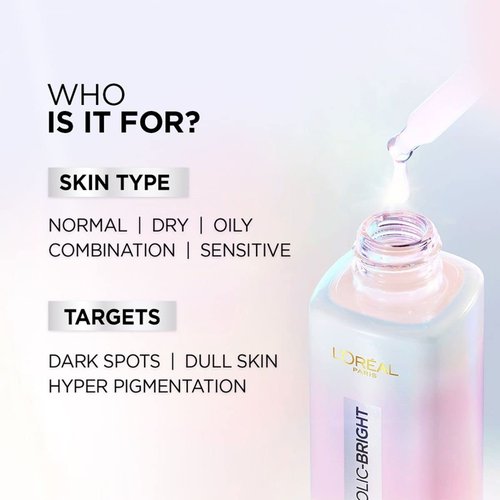 L'Oreal Paris Glycolic Bright Daily Foaming Facial Cleanser - 50ml | Revitalize Dull Skin for a Glowing Complexion