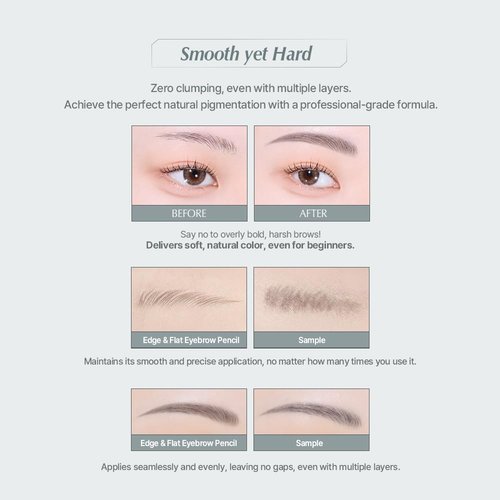 Heart Percent Dote On Mood Edge & Flat Eyebrow Pencil, Soft & Delicate Brow Retractable Definer w/Built-in Shaper and Spoolie, L2.Ash Brown