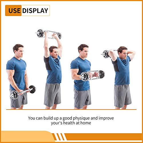 uyoyous 34'' Olympic Triceps Bar, Weight Bar Standard Threaded Solid Triceps Bar Curl Weight Deadlift Barbell with 2 Ring Collars Home Gym Weightlifting & Bodybuilding Exercise for Squats Shrugs