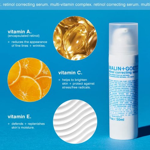 MALIN+GOETZ Retinol Correcting Serum - Multi-Vitamin Formula with A, C, E & Superoxide Dismutase | Smooths Texture & Reduces Fine Lines | 1 Fl Oz