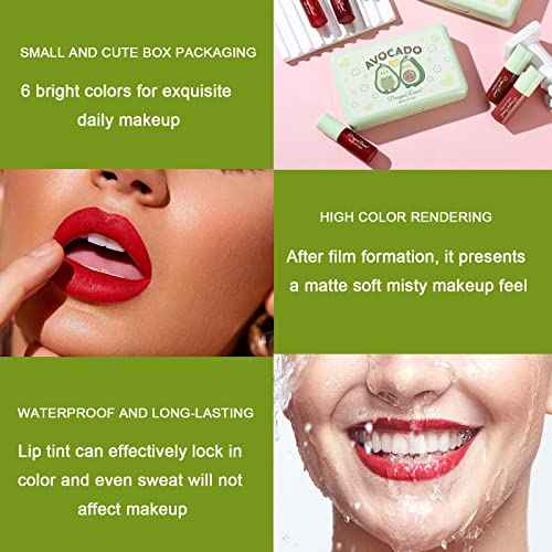 6 Colors Lip Tint Stain Set, Korean Lip Gloss, Mini Liquid Lipstick for Women, Lip Gloss Set, Lip Stain Long Lasting Waterproof, Non-Stick Cup, High Pigment, Cute Stuff, Lip Makeup