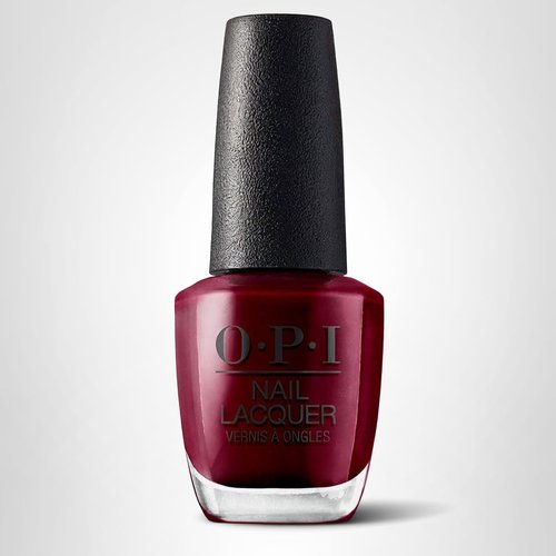 OPI Nail Lacquer Malaga Wine | Opaque Dark Red Crème Chip Resistant Nail Polish | Fast Drying, Streak Free