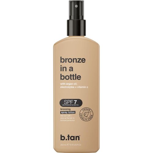 b.tan SPF 7 Sun Tanning Lotion Spray - Bronze in a Bottle | Best Tan Intensifier with Argan Oil, 8.45 Fl Oz