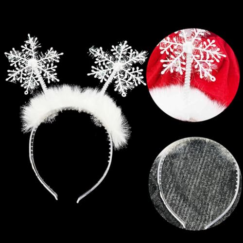 SeBneny Christmas Headbands for Women Snowflakes Hairband Xmas Holiday Headbands Glitter Hair Hoop Hair Band Girls Hair Access Headdress for Party Supplies 1PCS