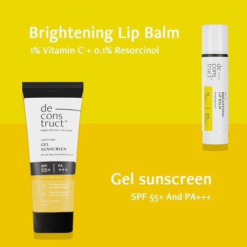 Deconstruct Glow Guard Duo - Brightening Lip Balm (4g) & SPF 50+ Gel Sunscreen (50g) | Perfect for All Skin Types