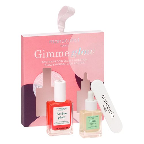Manucurist Active Glow Raspberry Gift Set - Nail Polish, Cuticle Oil & Mini File Included | Perfect Nail Care Essentials