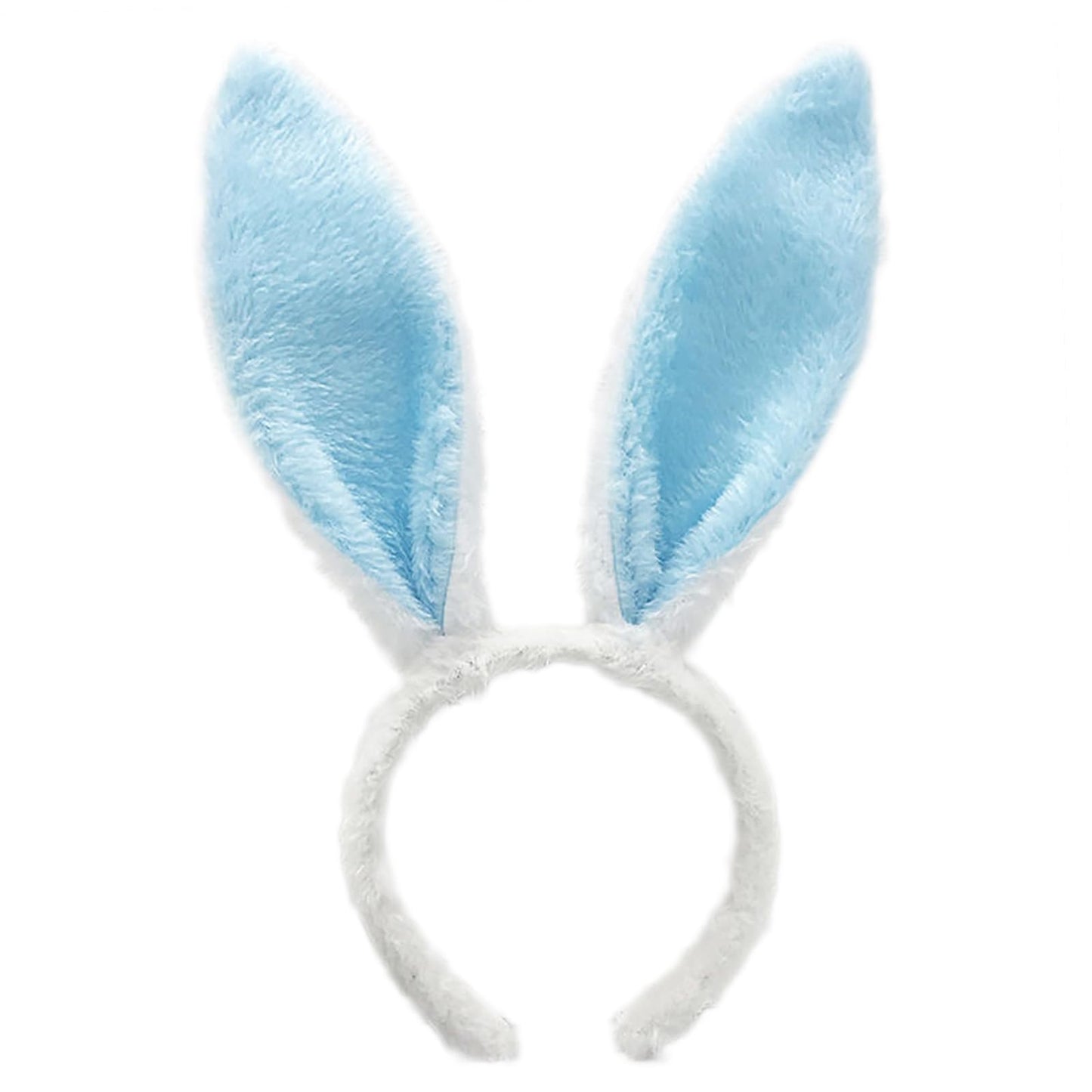 FunSpt Easter Bunny Rabbit Ears Plush Headband Halloween Costume for Aldult Blue