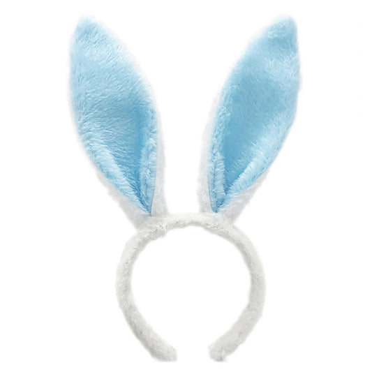 FunSpt Easter Bunny Rabbit Ears Plush Headband Halloween Costume for Aldult Blue