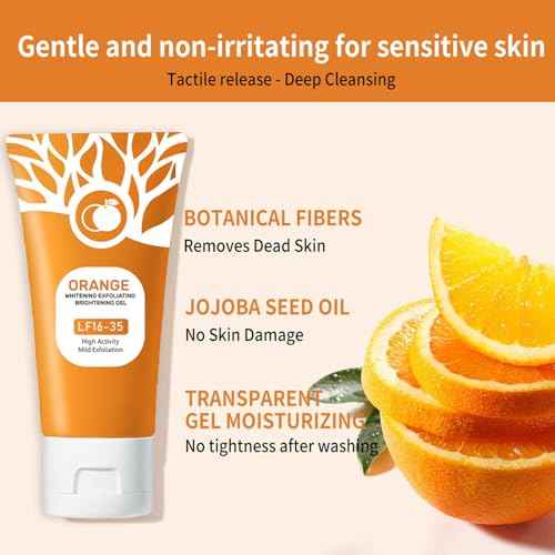 Orange Exfoliating Gel, Moisturizer Face Body Scrub Gel,Deep Cleansing Moisturizing Facial Exfoliator,Natural Orange Peeling Gel Face Scrub (2PCS)