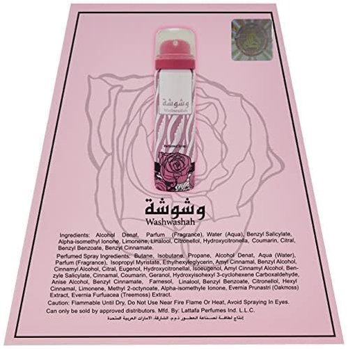 Lattafa Washwashah 2-Piece Set for Women, (3.4 Ounce Eau De Parfum Spray + 1.7 Deodorant Spray)