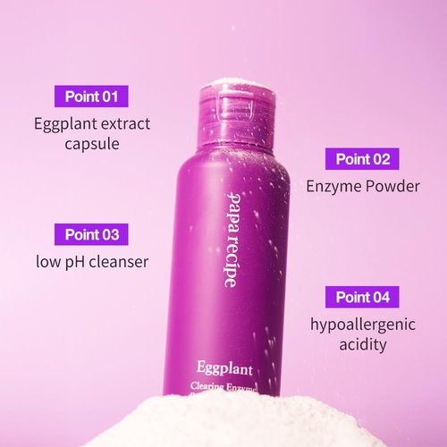 Papa Recipe Eggplant Enzyme Cleansing Powder - Gentle Exfoliating Face Wash | 1.7oz/50g for Balanced, Moisturized Skin