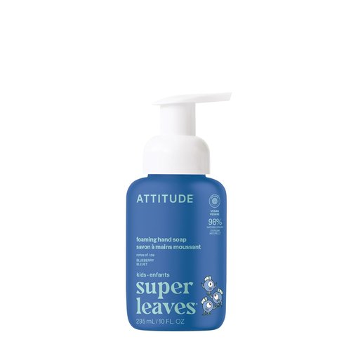 ATTITUDE Foaming Hand Soap for Kids - EWG Verified, Vegan & Plant-Based, Blueberry Scent, 10 Fl Oz